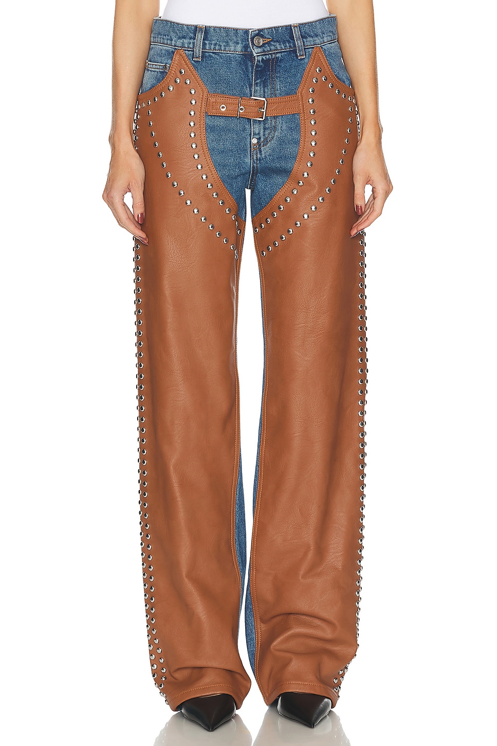 Image 1 of Stella McCartney Altermat Denim Studded Chaps Baggy in Vintage Blue