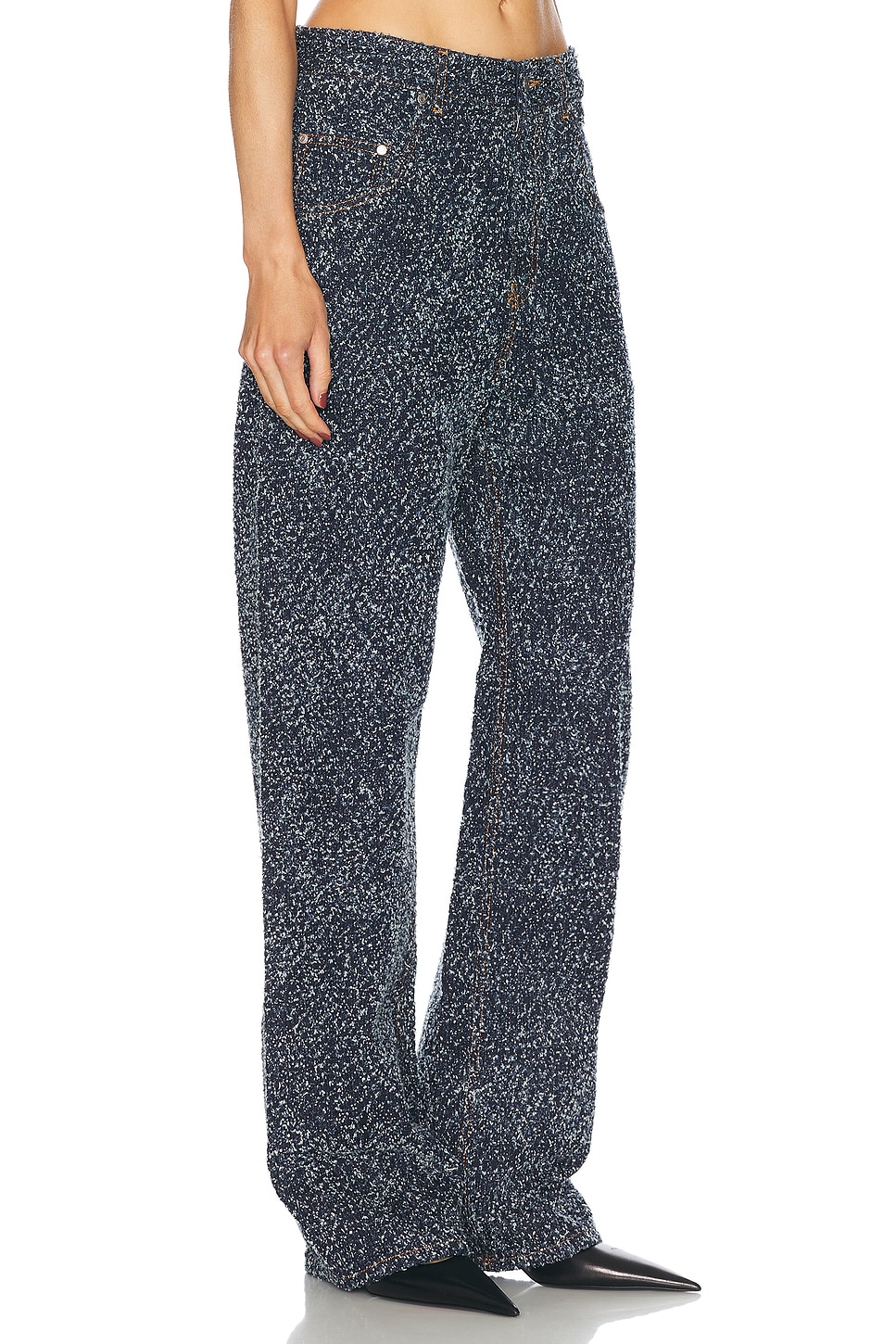 Shop Stella Mccartney Boucle Denim Loose Wide Leg In Blue Boucle Denim