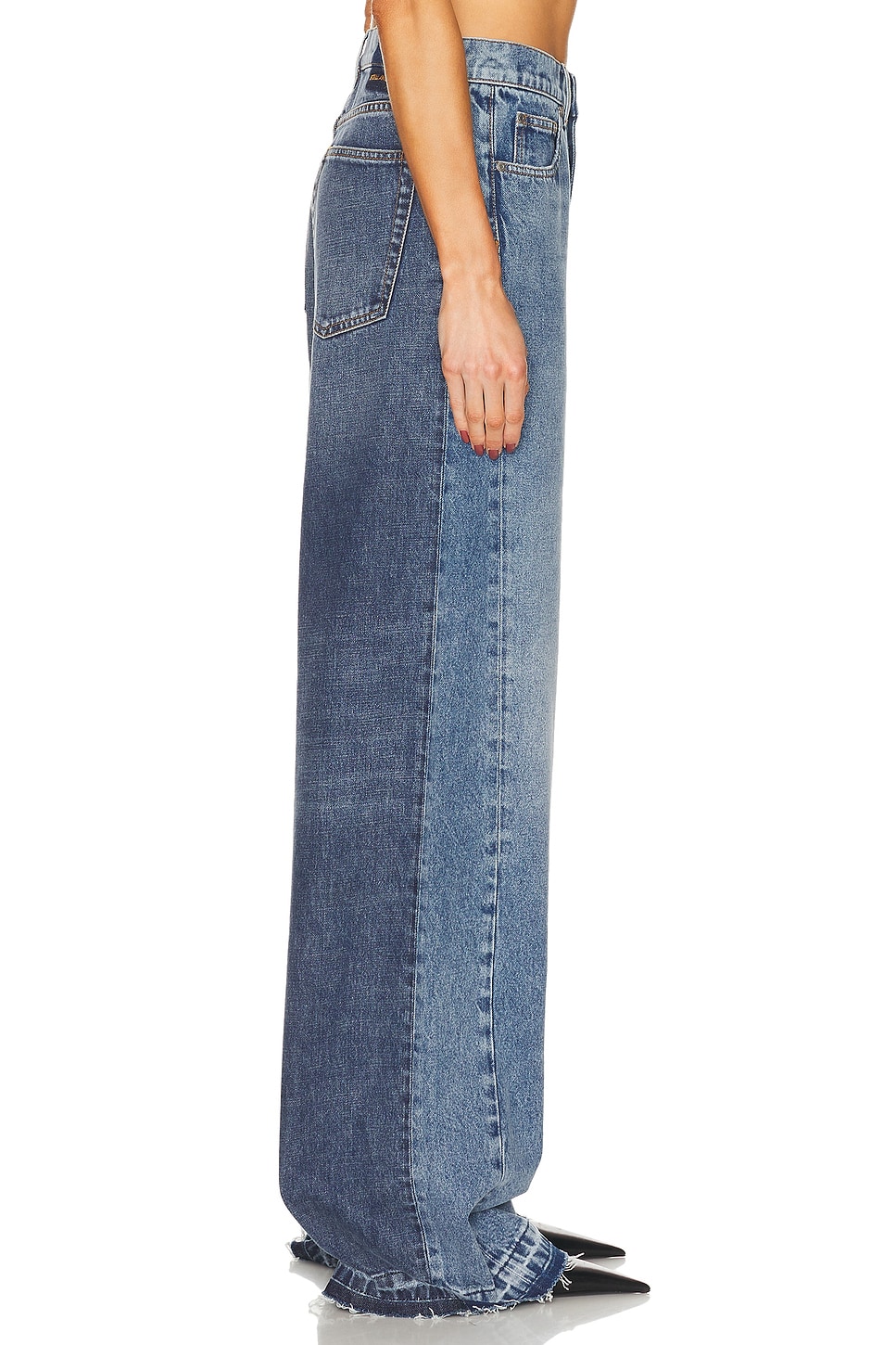 Stella McCartney パネルジーンズ Stella McCartney Snake Panel Vegan Leather Chaps Denim Jeans