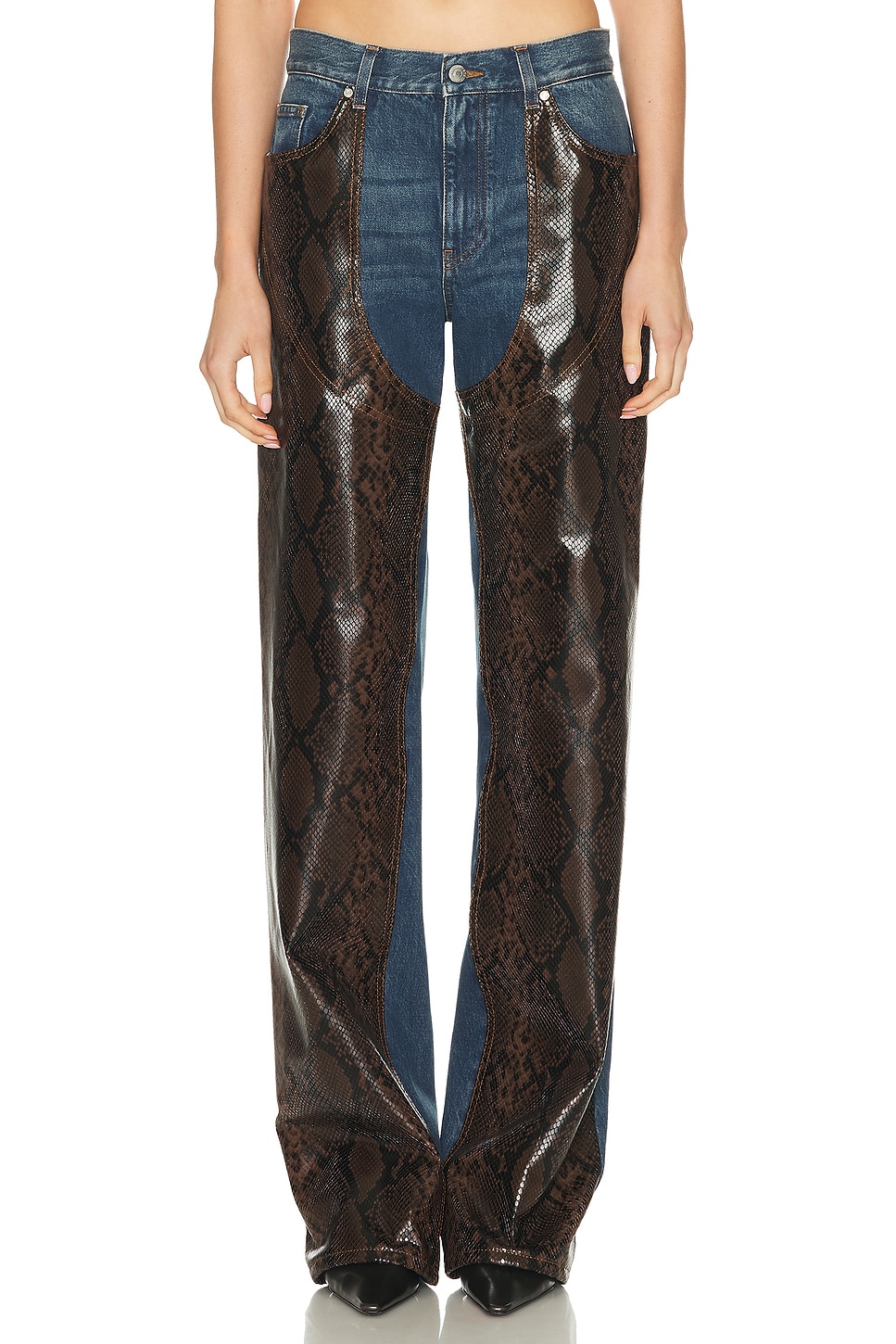 Image 1 of Stella McCartney Snake Chap Wide Leg in Dark Blue