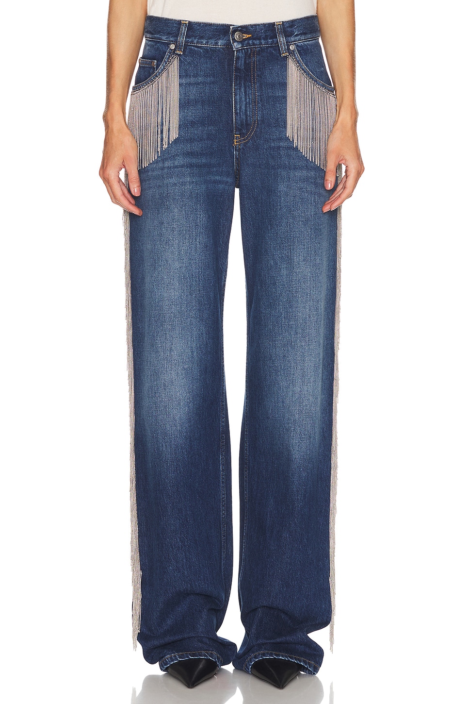 Image 1 of Stella McCartney Chain Fringes Wide Leg in Dark Blue