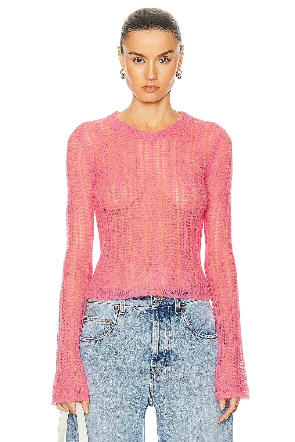 Image 1 of Stella McCartney Airy Lace Knit Sweater in Pink