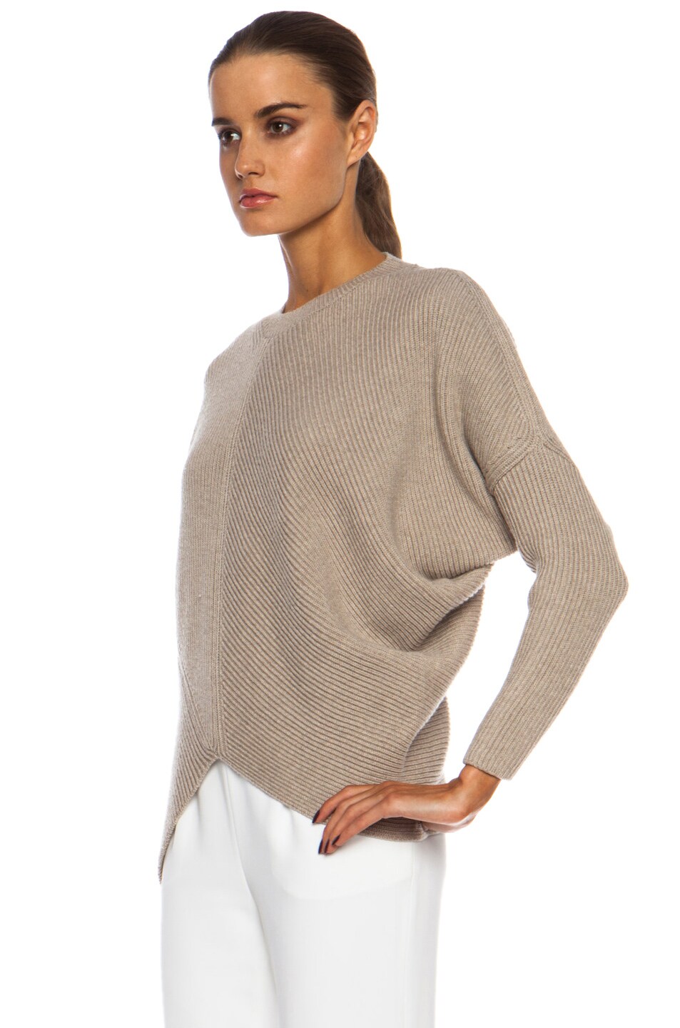 Stella McCartney Asymmetric Wool Jumper in Pebble | FWRD