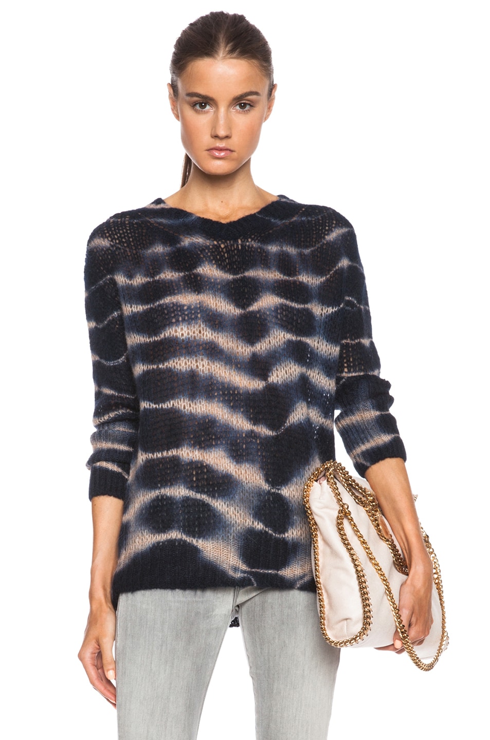 Stella McCartney V Neck Sweater in Almond & Midnight | FWRD