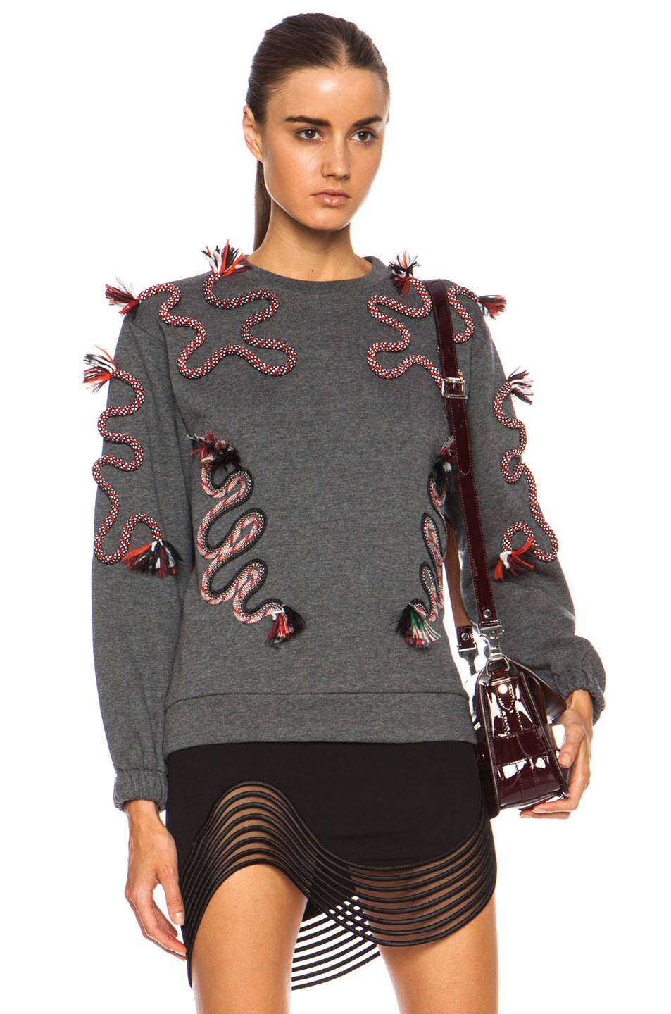 Image 1 of Stella McCartney Squiggle Cord Cotton-Blend Sweater in Grey Melange