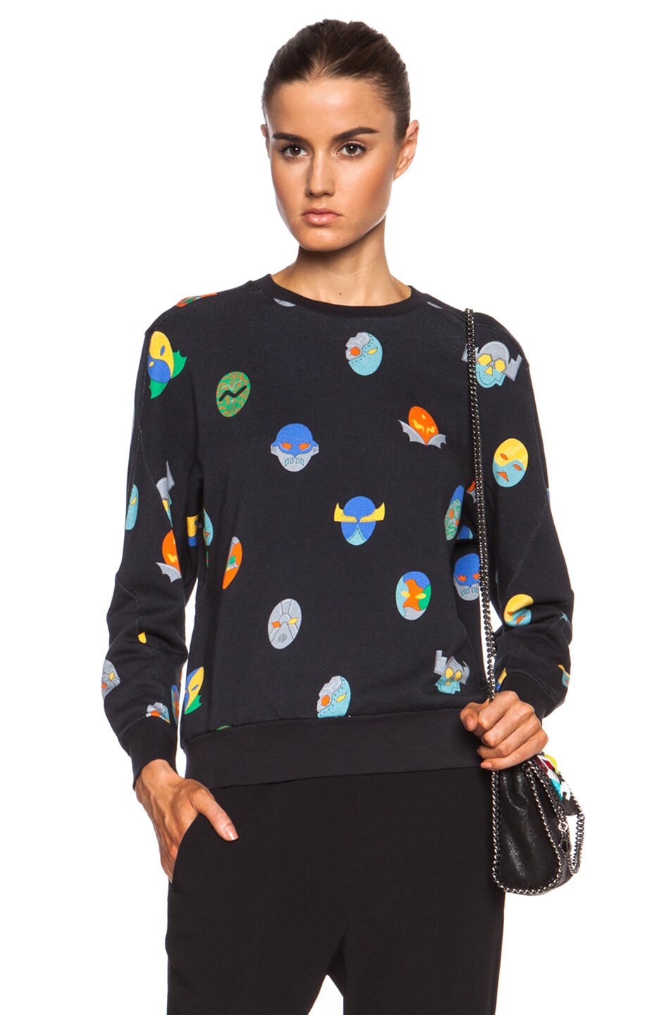 Image 1 of Stella McCartney Superhero Cotton Sweatshirt in Black