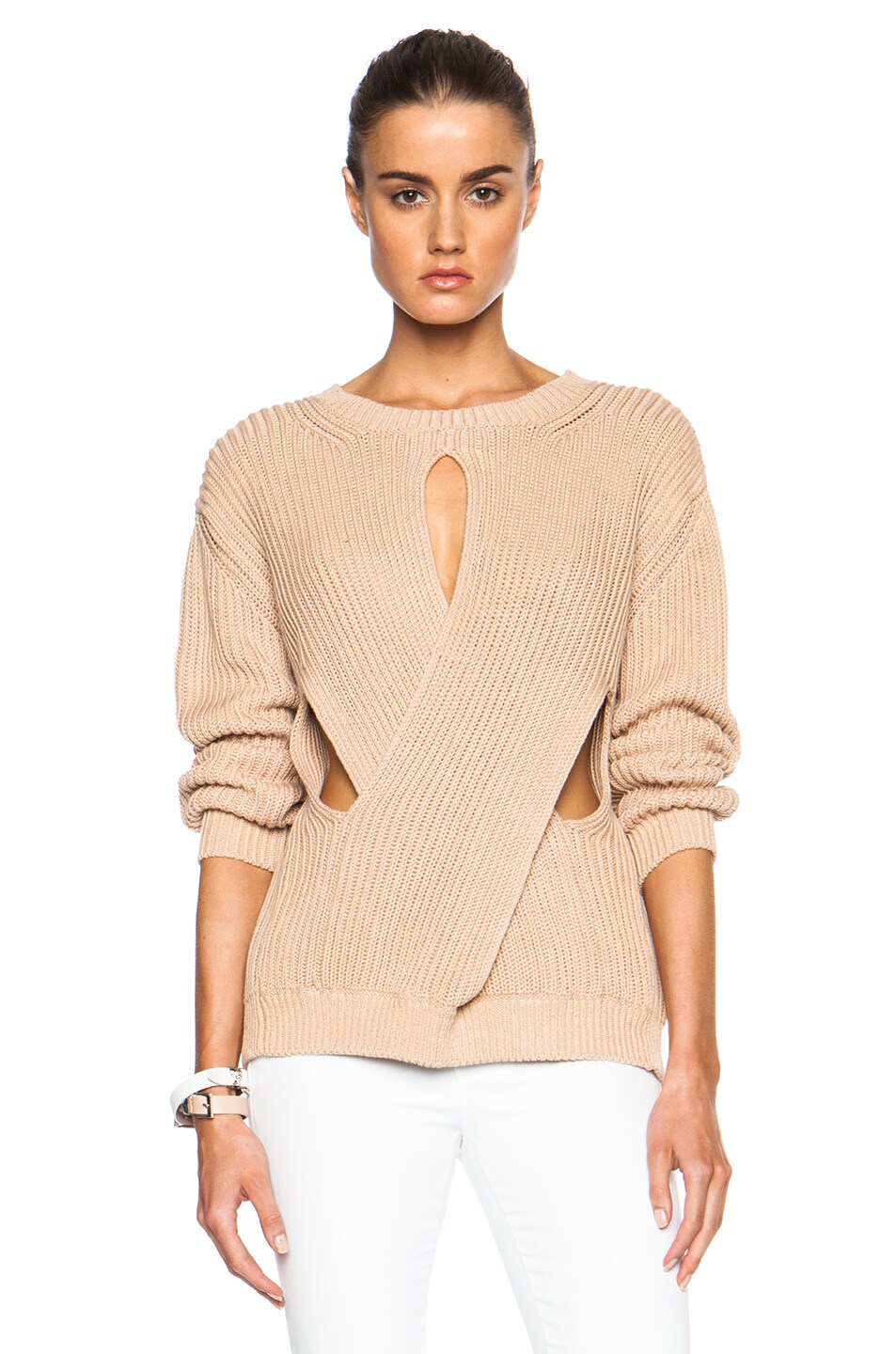 Image 1 of Stella McCartney Crew Neck Cut Out Sweater in Powder