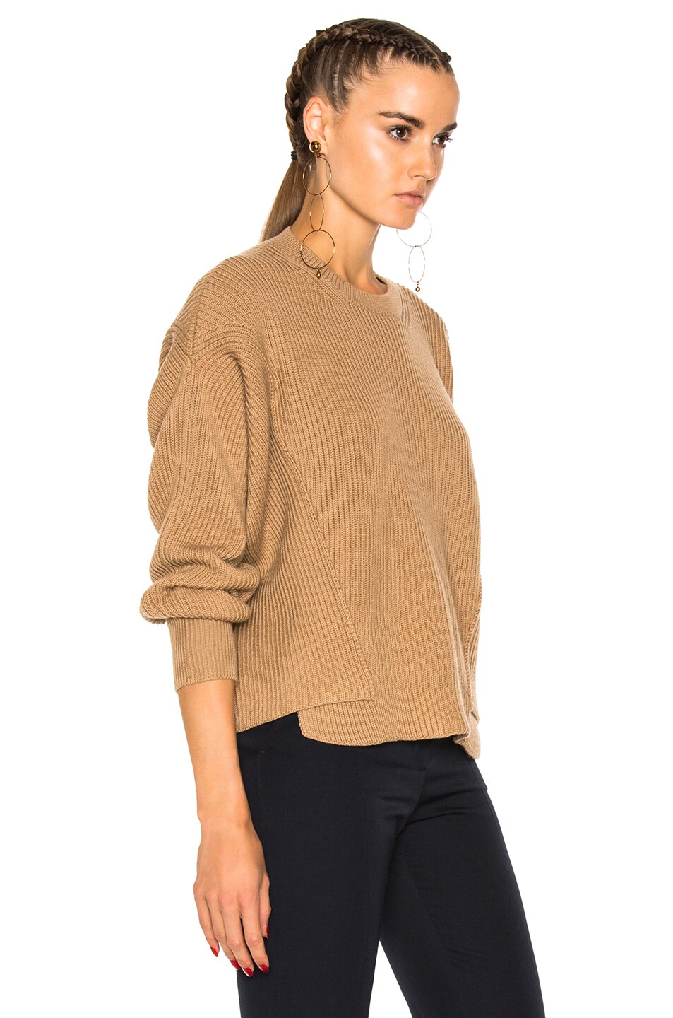 STELLA MCCARTNEY Ribbed Crew Neck Sweater in Sable | ModeSens