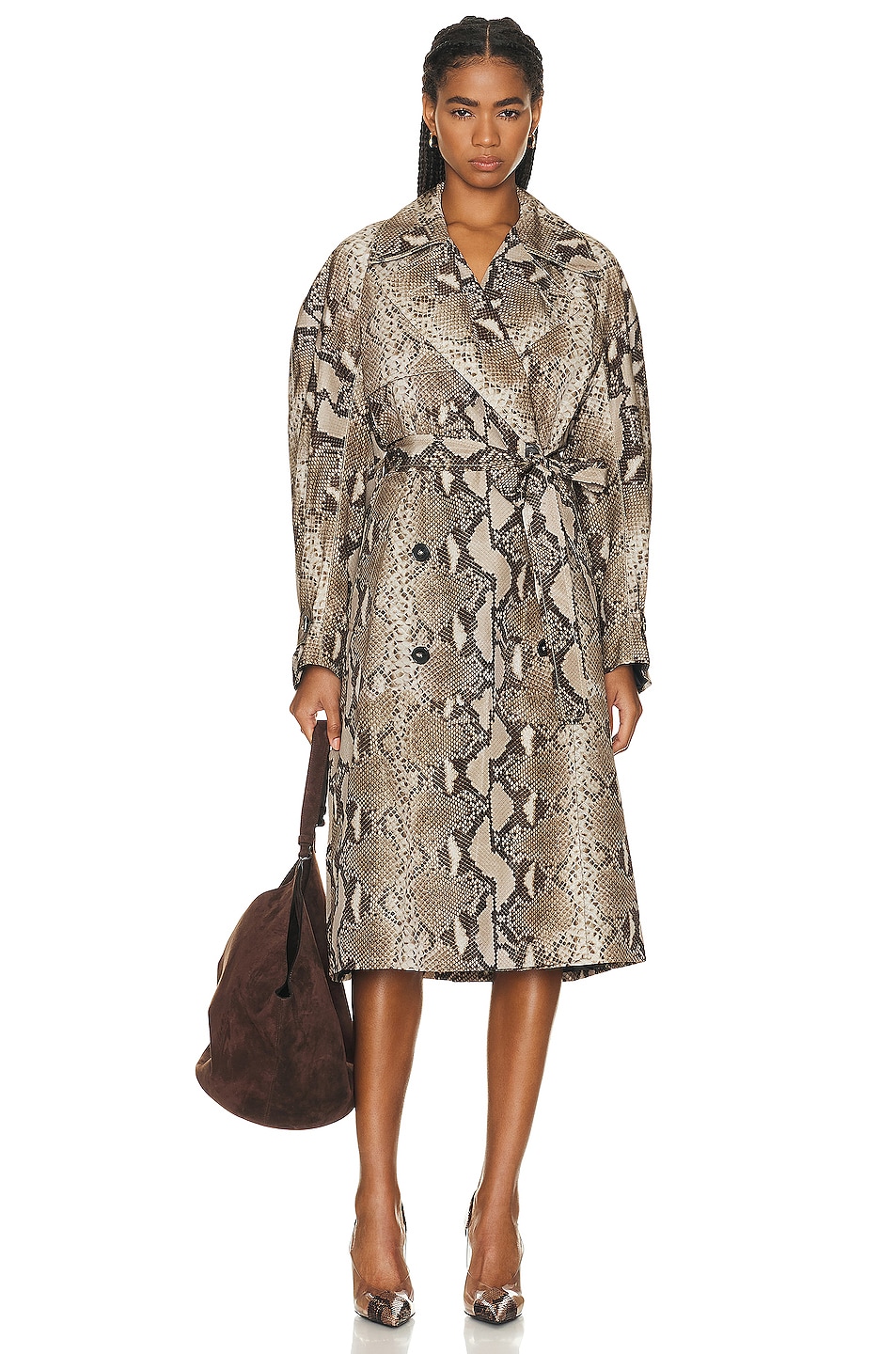 Image 1 of Stella McCartney Python Print Trench Coat in Multicolor Brown