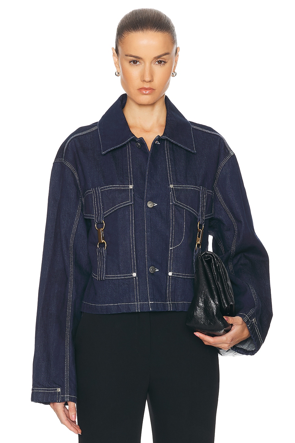 Image 1 of Stella McCartney Hardware Detailed Denim Jacket in Dark Blue