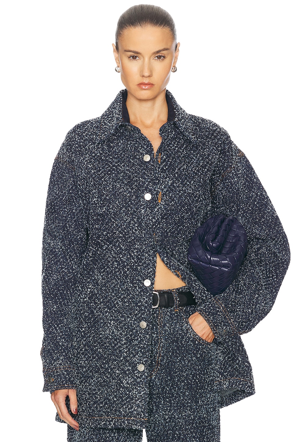 Shop Stella Mccartney Boucle Denim Overshirt In Blue Boucle Denim