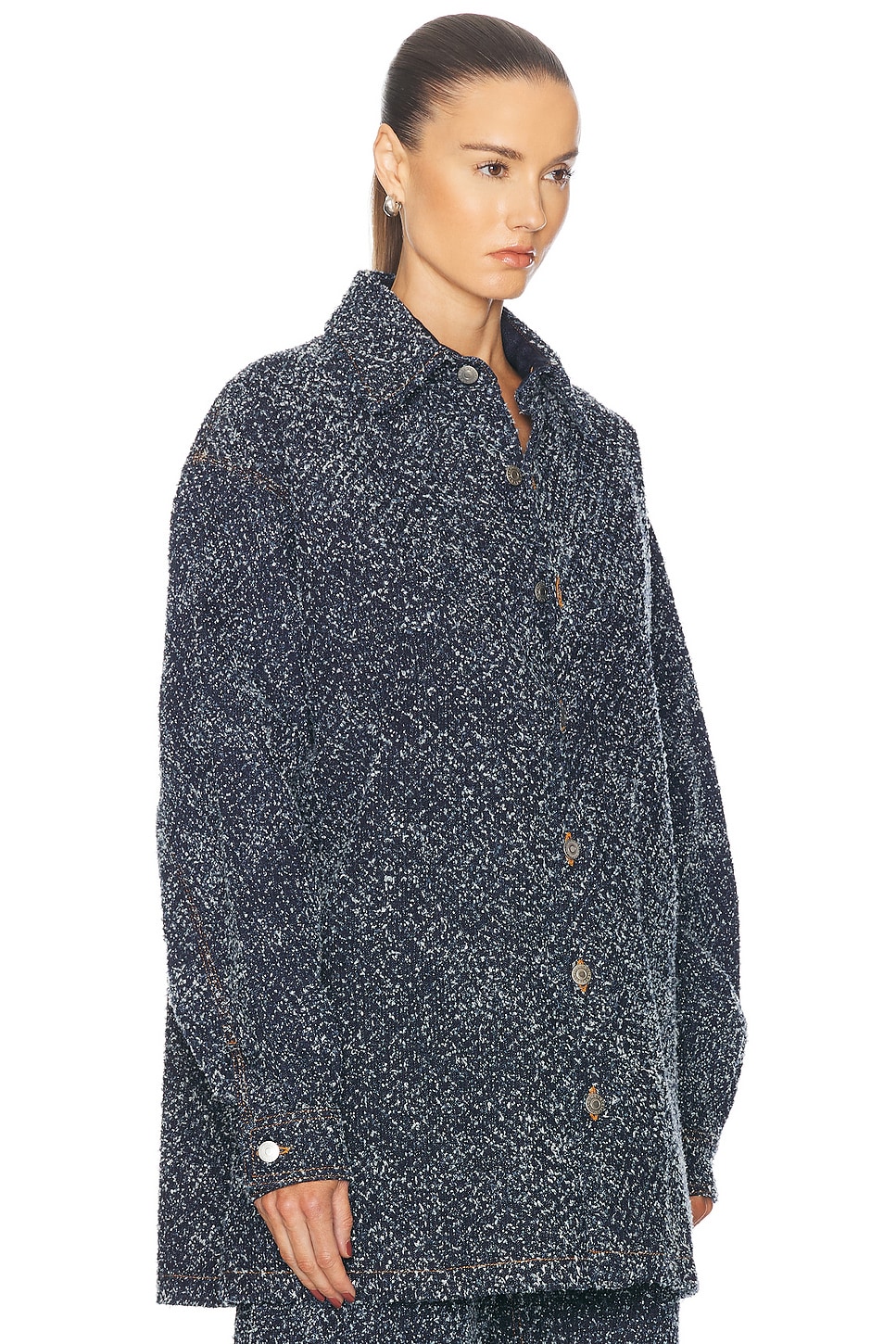 Shop Stella Mccartney Boucle Denim Overshirt In Blue Boucle Denim