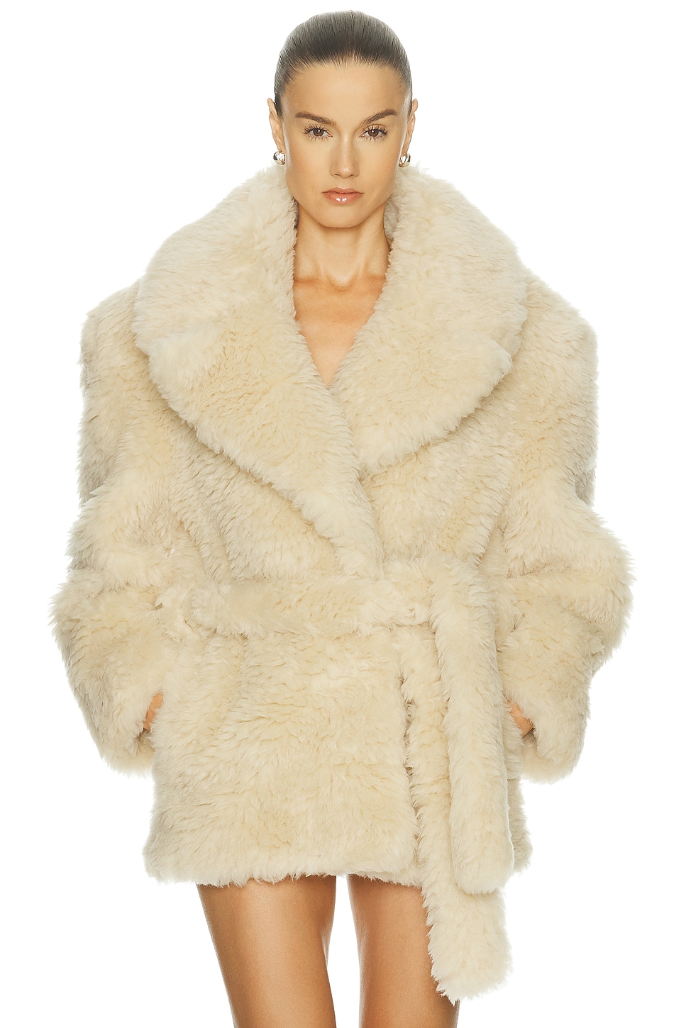 Stella Mccartney Short Teddy Jacket In Neutral