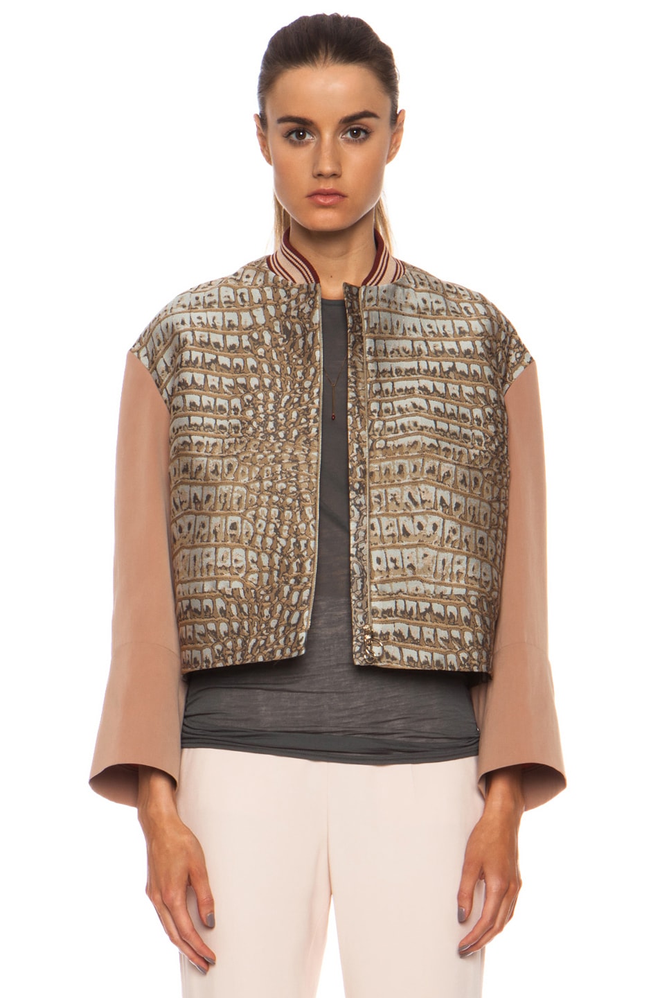 Image 1 of Stella McCartney Fifi Poly-Blend Croc Jacket in Natural