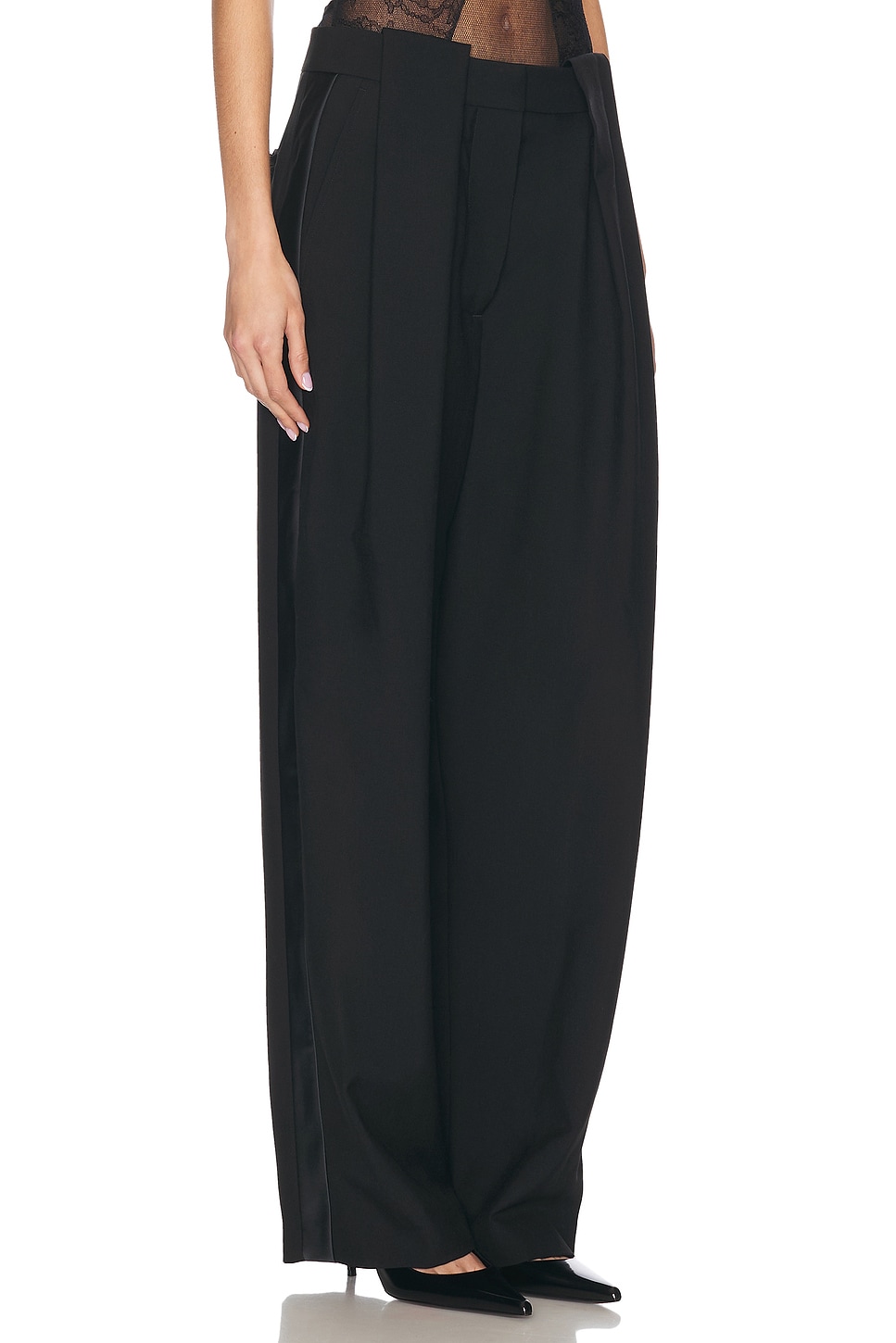Stella Mccartney Canvas Tailoring Satin Balloon Trouser In Black