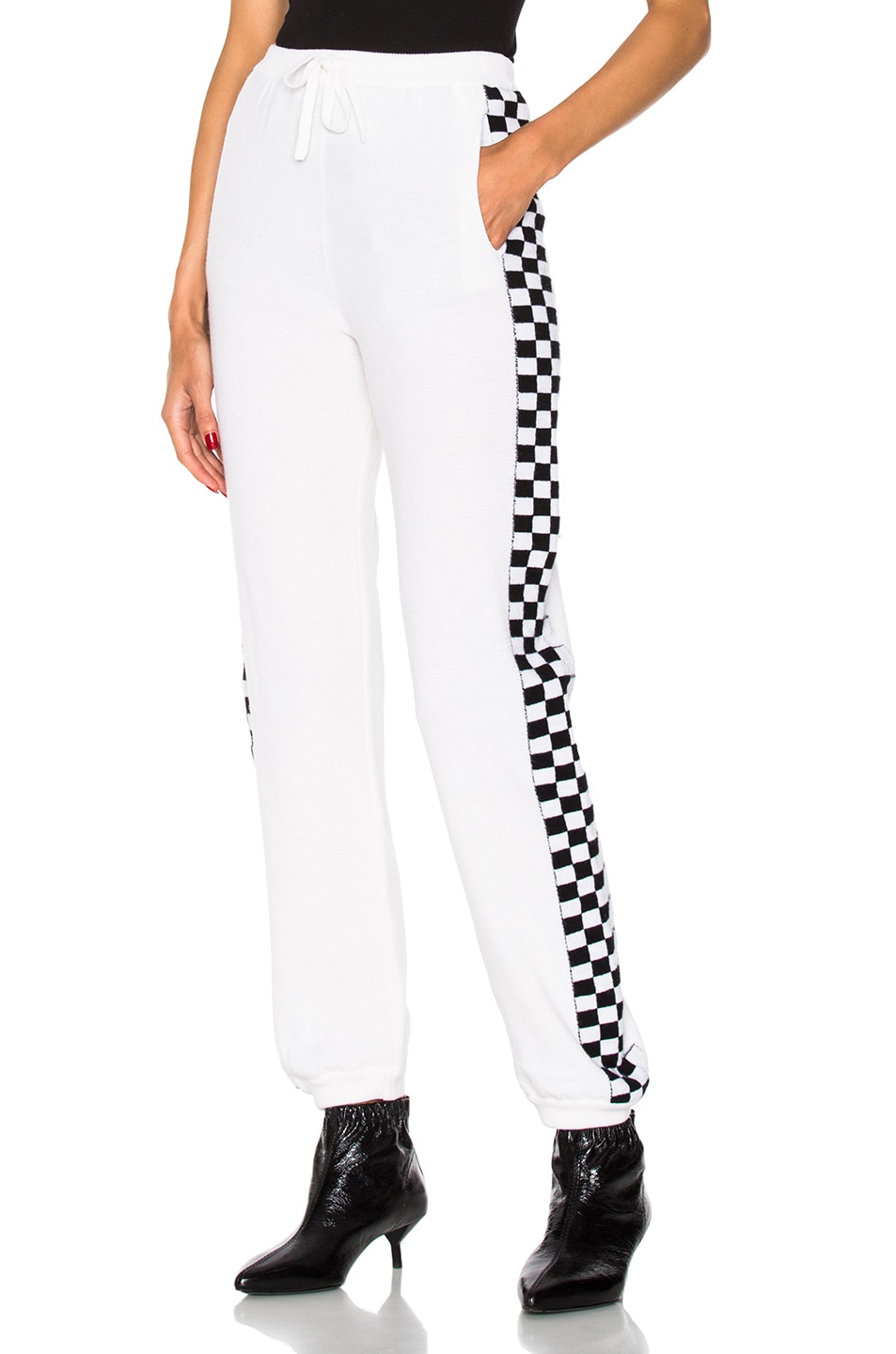 Image 1 of Stella McCartney Checker Side Stripe Pants in Ivory & Black