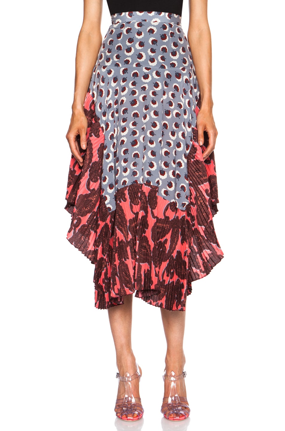 Image 1 of Stella McCartney Printed Silk Skirt in Pewter