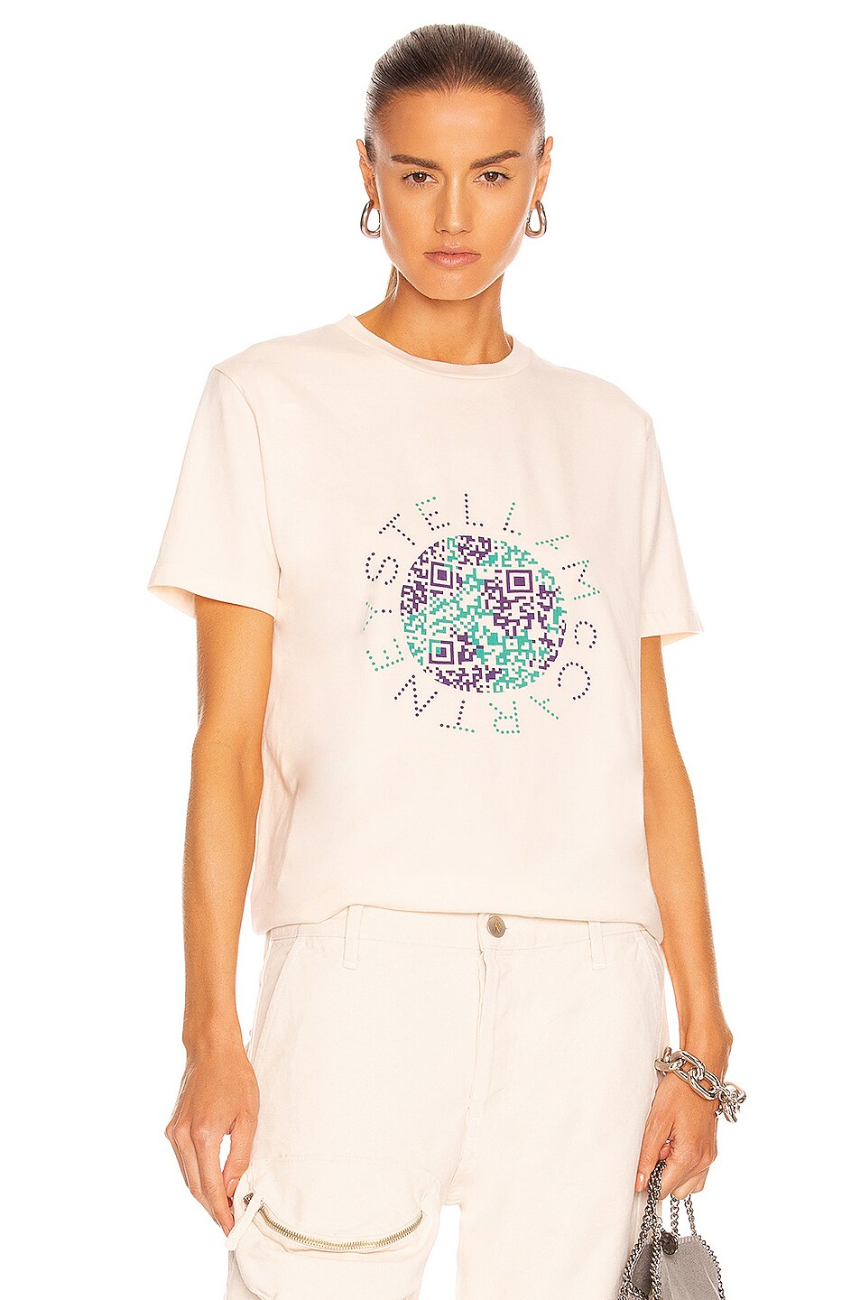 Image 1 of Stella McCartney Earth Print T Shirt in Gesso