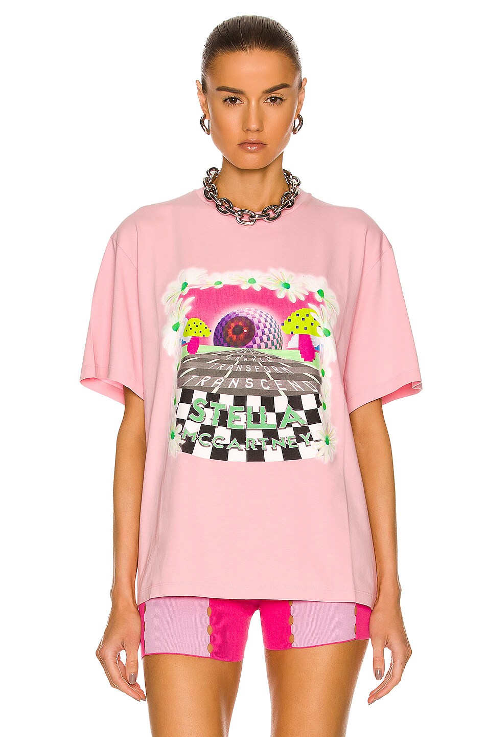 Image 1 of Stella McCartney Day Tripper Print T-Shirt in Soft Rose