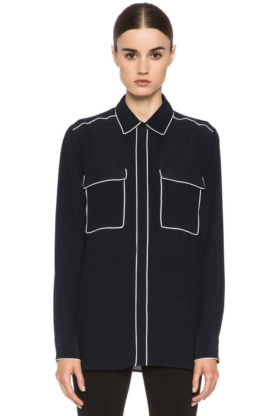 Image 1 of Stella McCartney Embroidered Silk Blouse in Midnight