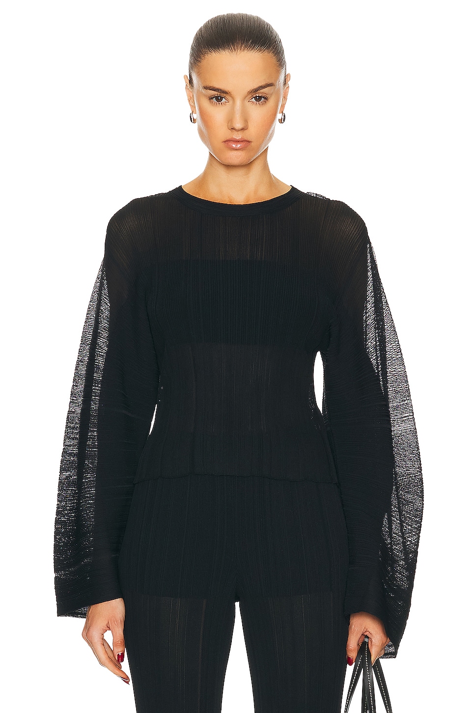 Image 1 of Stella McCartney Lightweight Plisse Knit Top in Black