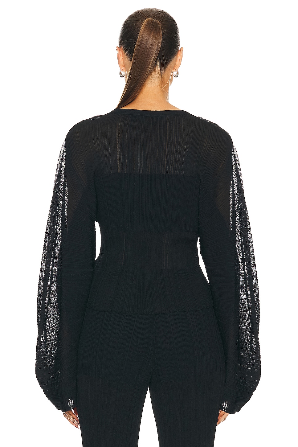 Stella McCartney Lightweight Plisse Knit Top in Black | FWRD