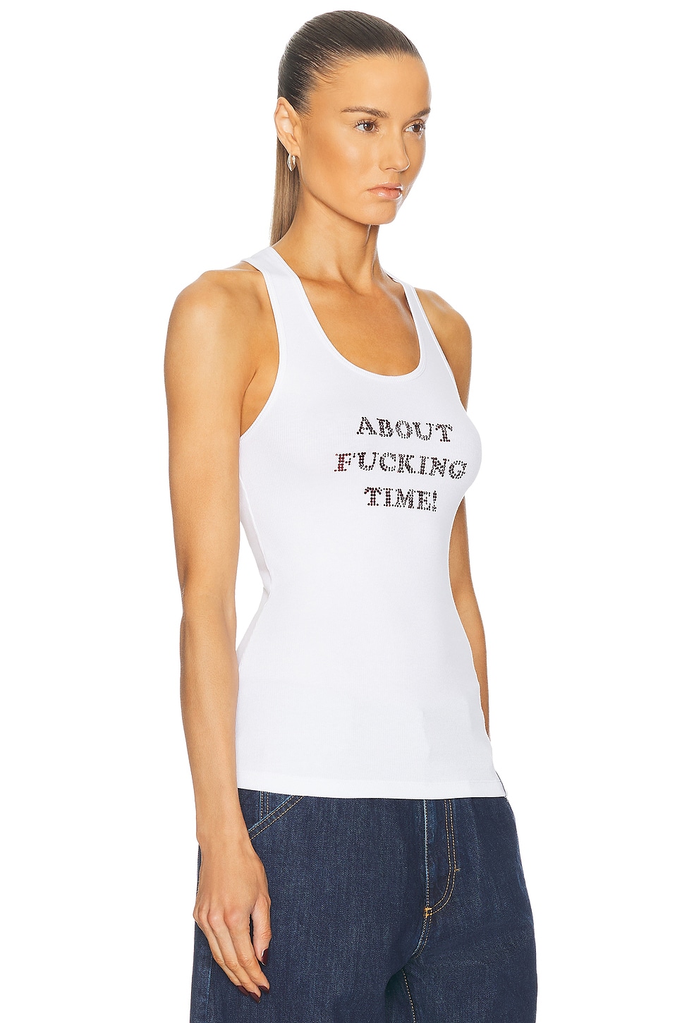 Stella Mccartney About Fucking Time! Tank Top In Pure White