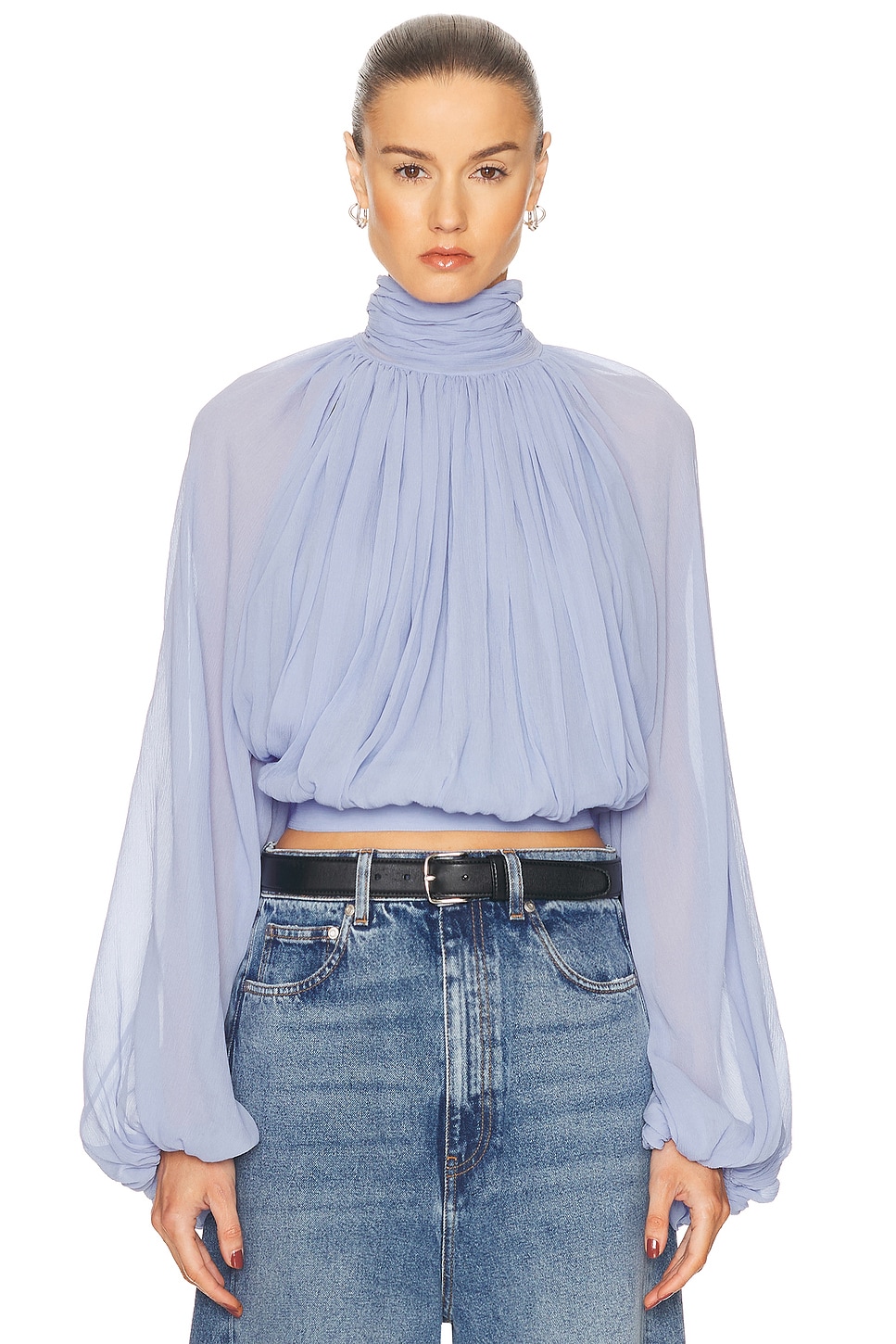 Stella McCartney Creponne Drape High Neck Top