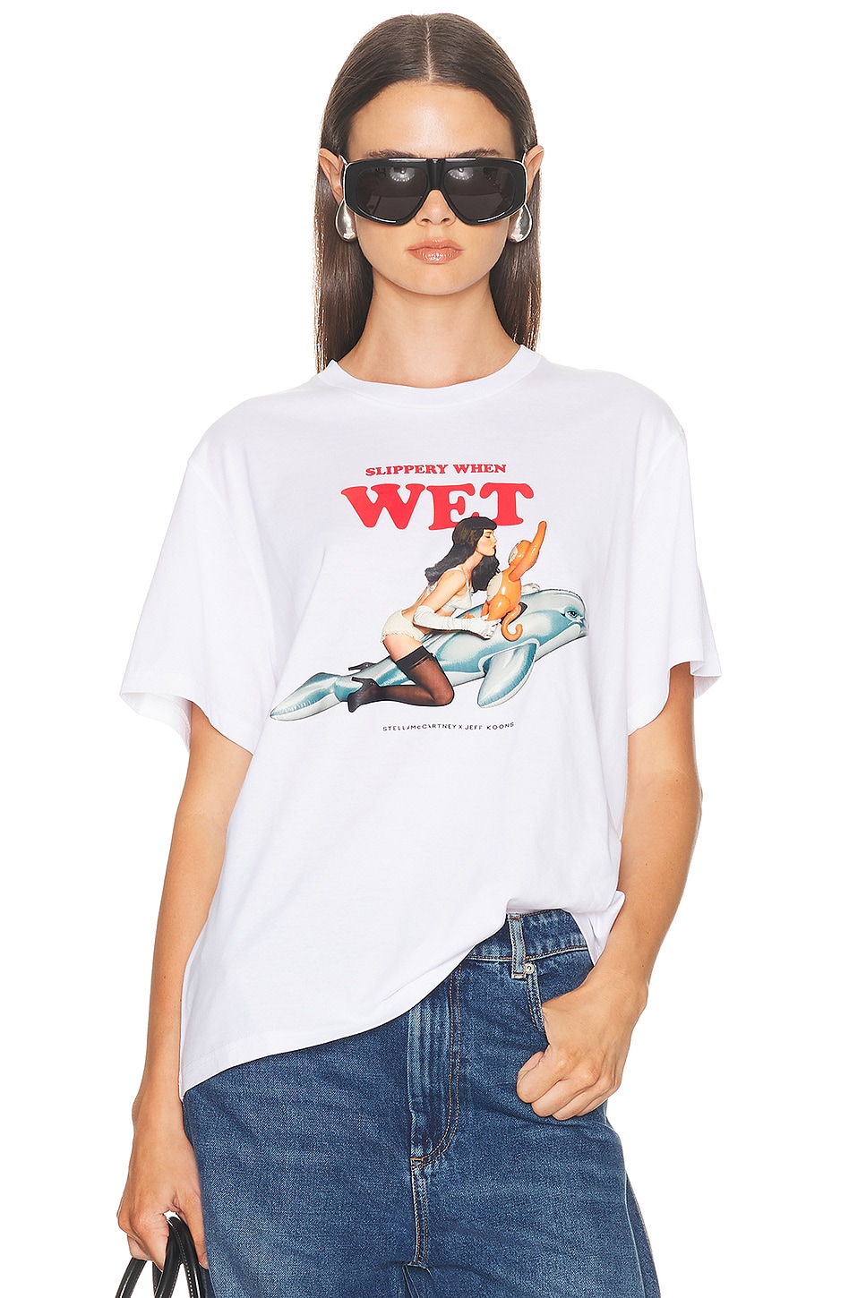 Image 1 of Stella McCartney Jeff Koons Collab Boyfriend T-Shirt in Pure White