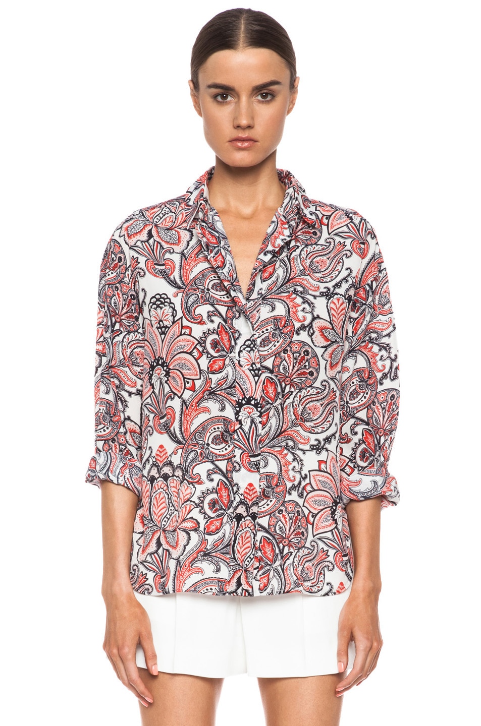Image 1 of Stella McCartney Printed Silk Button Down in Red Multi