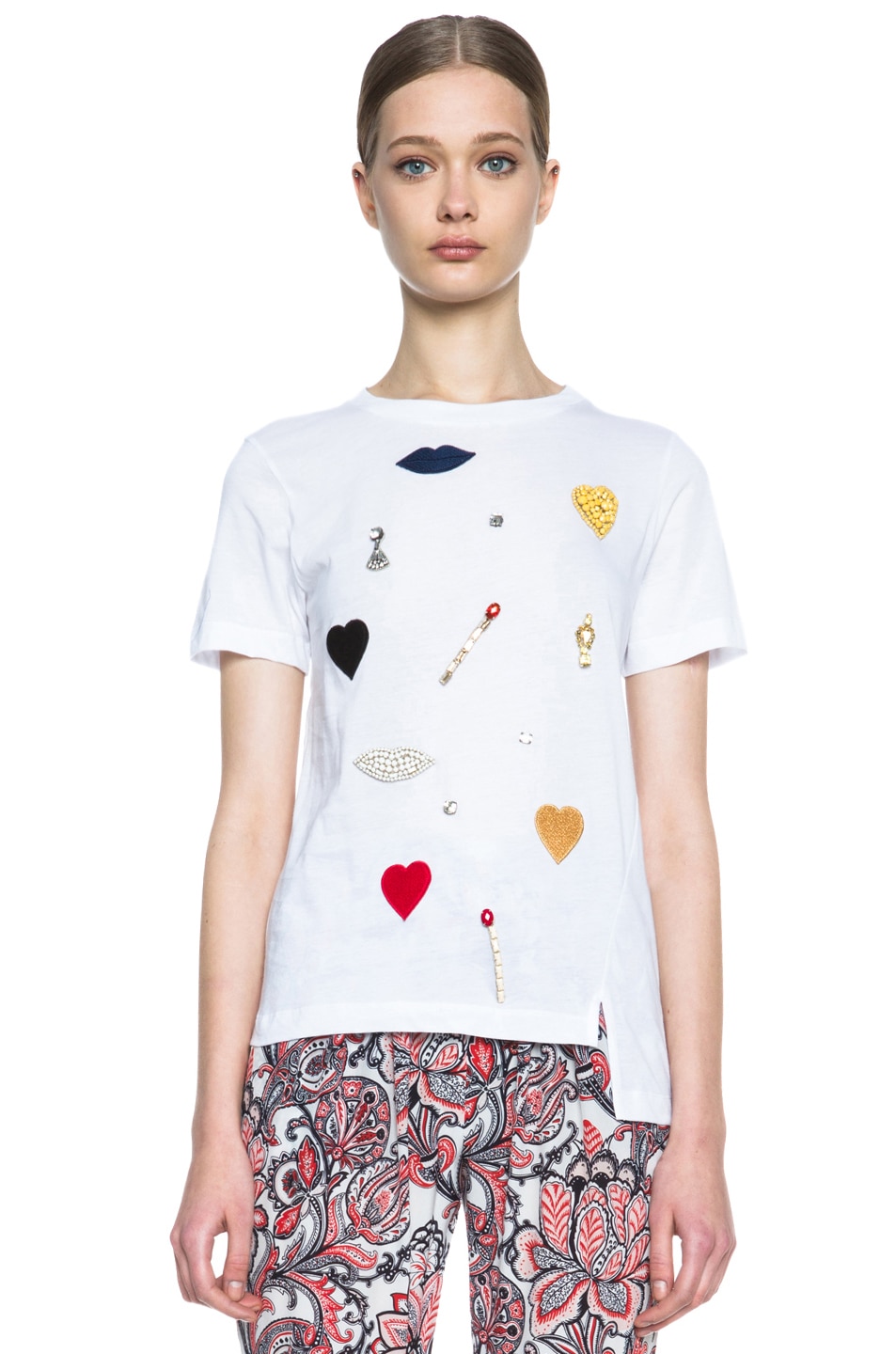 Image 1 of Stella McCartney Embellished Cotton Tee in Pure White