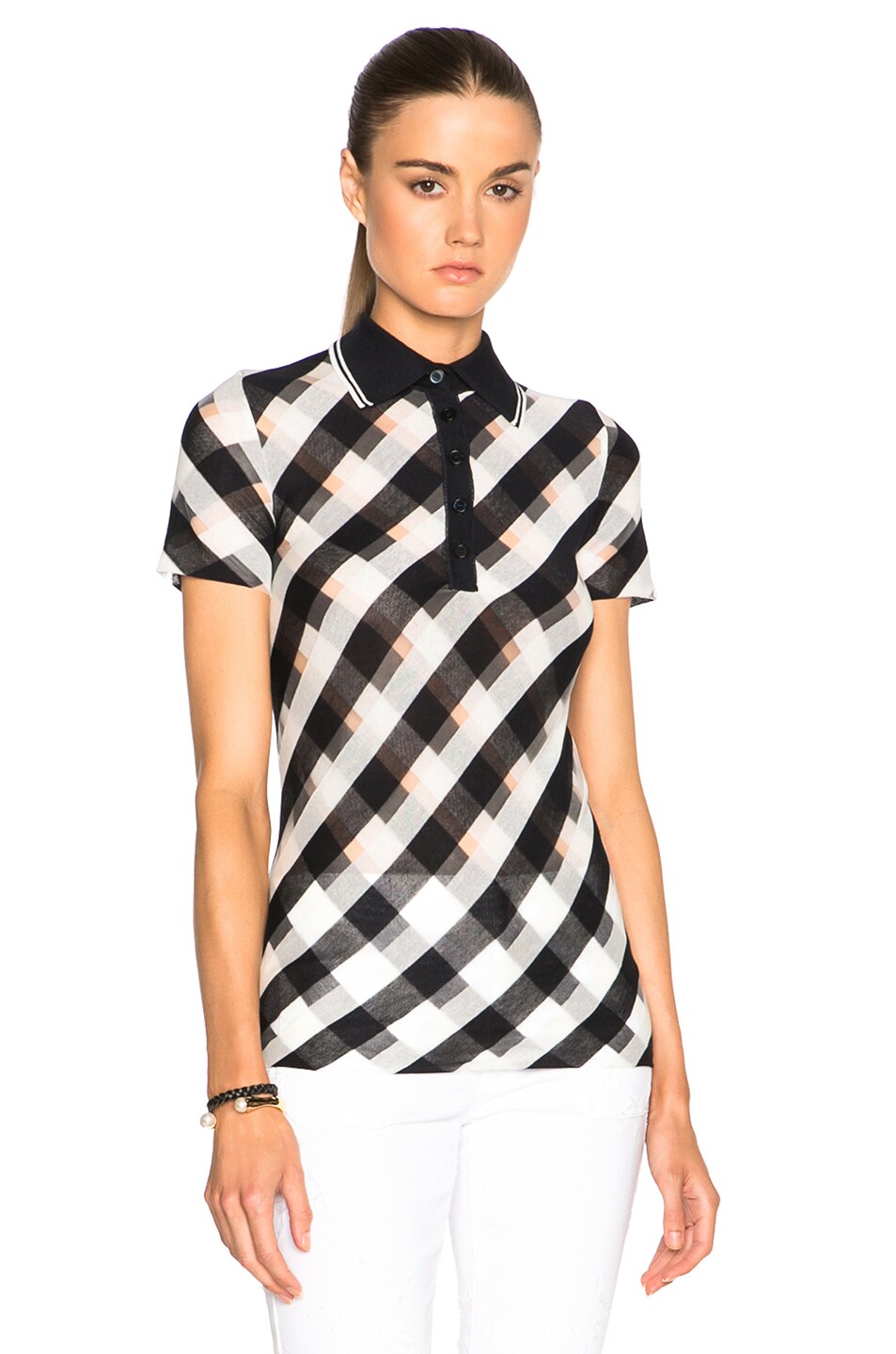 Image 1 of Stella McCartney Transparent Check Top in Navy & Lily