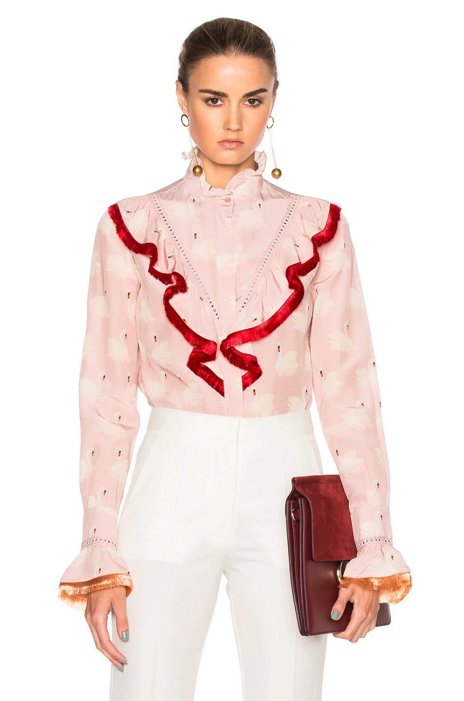 Image 1 of Stella McCartney Swan Print Shirt in Dusted Pink