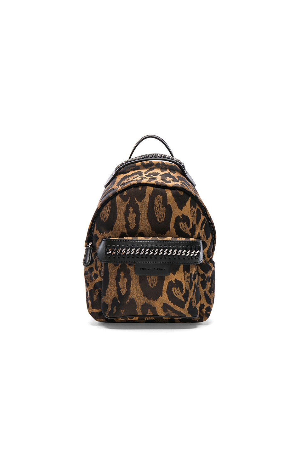 Image 1 of Stella McCartney Falabella Go Alter Leopard Print Mini Backpack in Tan