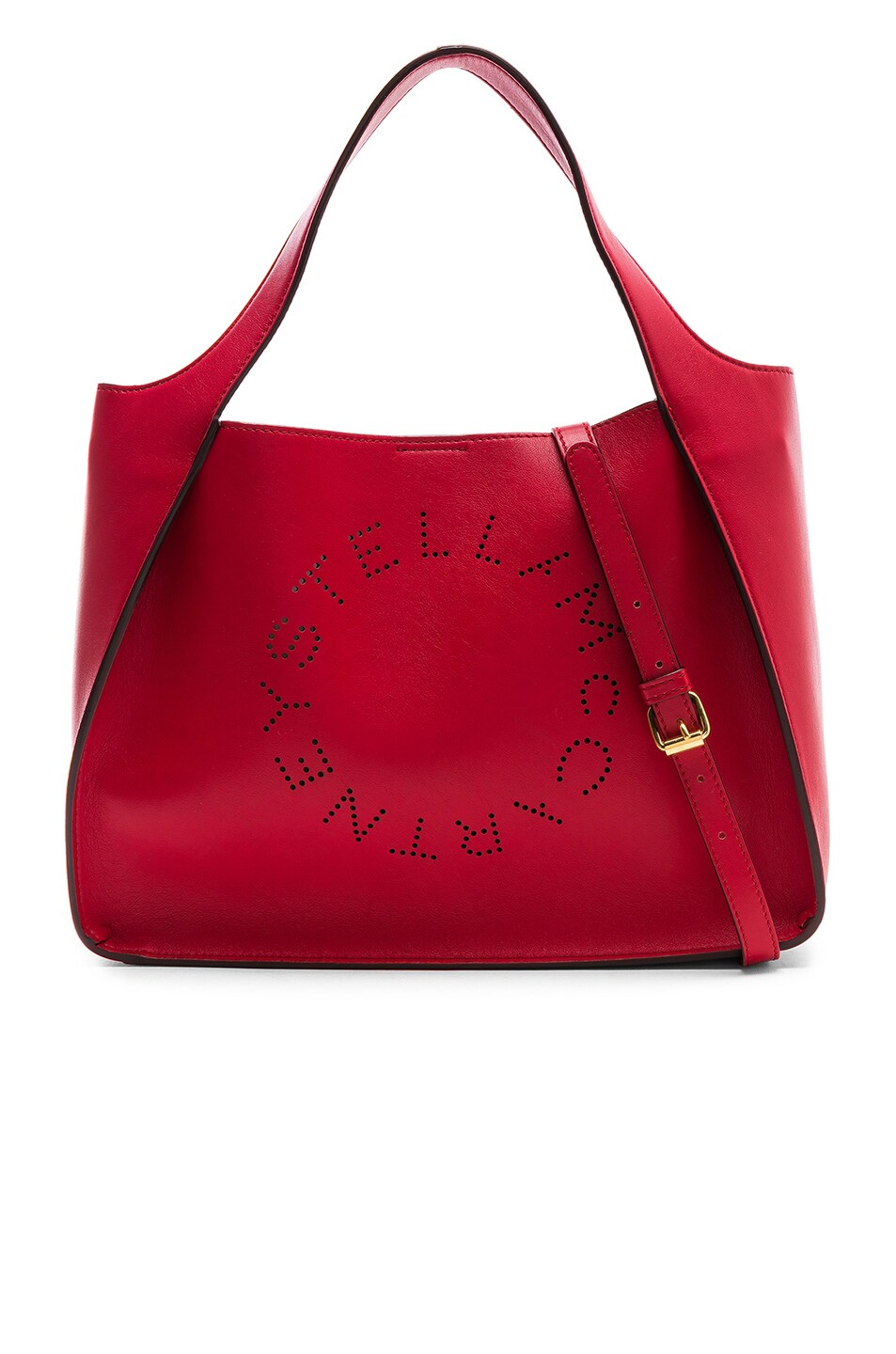 Image 1 of Stella McCartney Perforated Logo Crossbody Tote in Lover Red