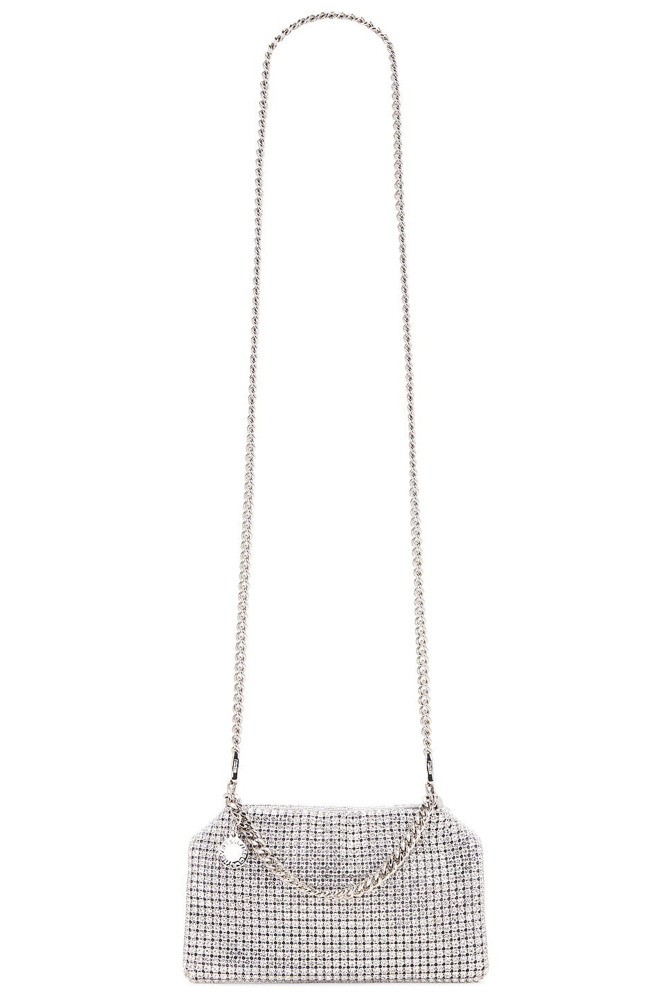 Shop Stella Mccartney Crystal Mesh Falabella Crossbody Bag In Silver