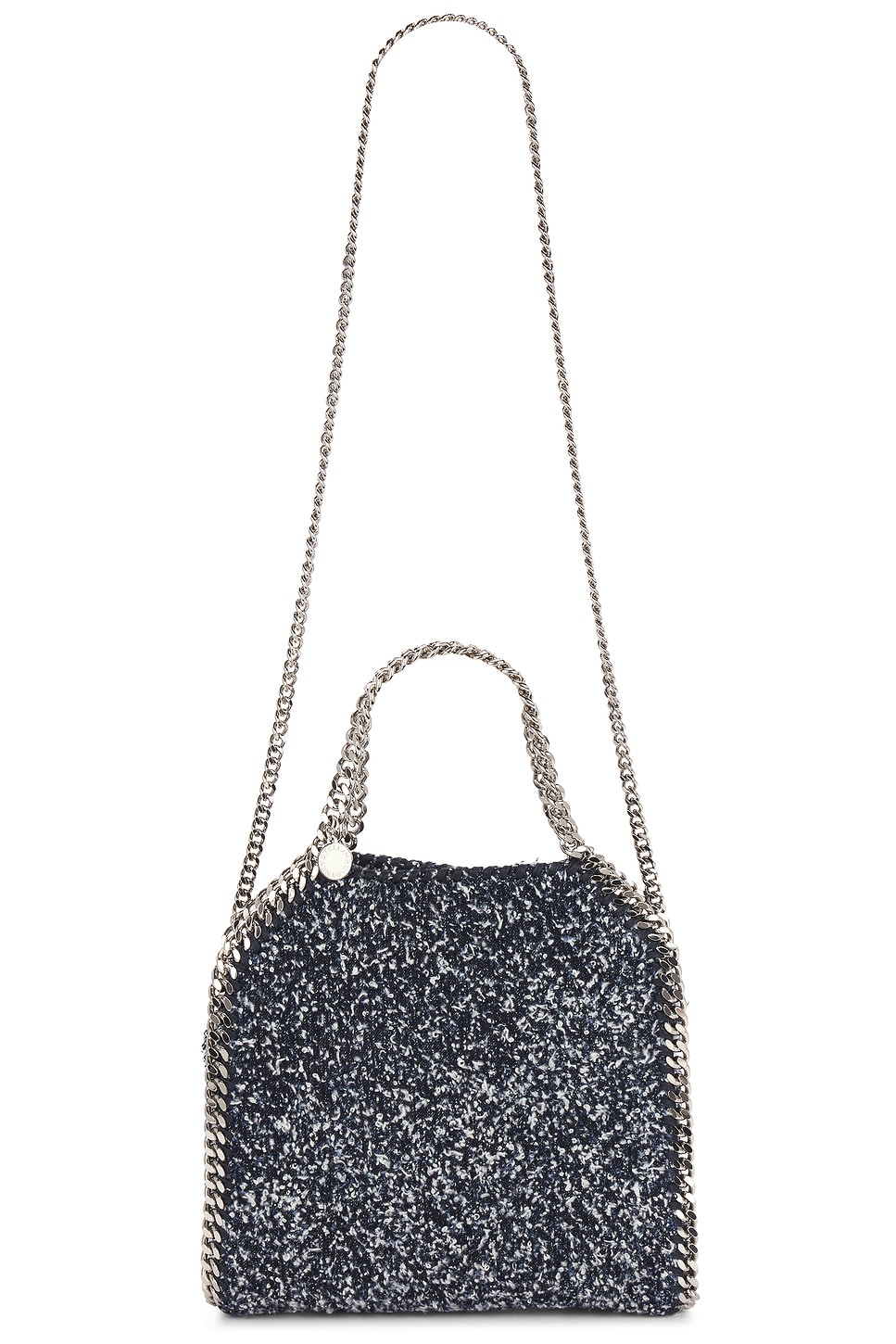 Shop Stella Mccartney Mini Denim Tweed Falabella Tote Bag In Ink