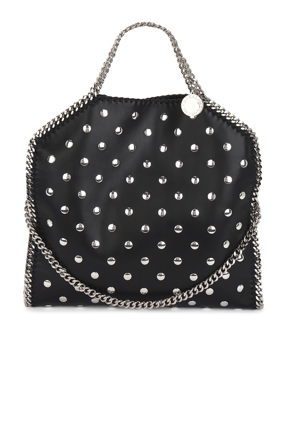 3 Chain Mini Tote All Over Studded Bag in Black