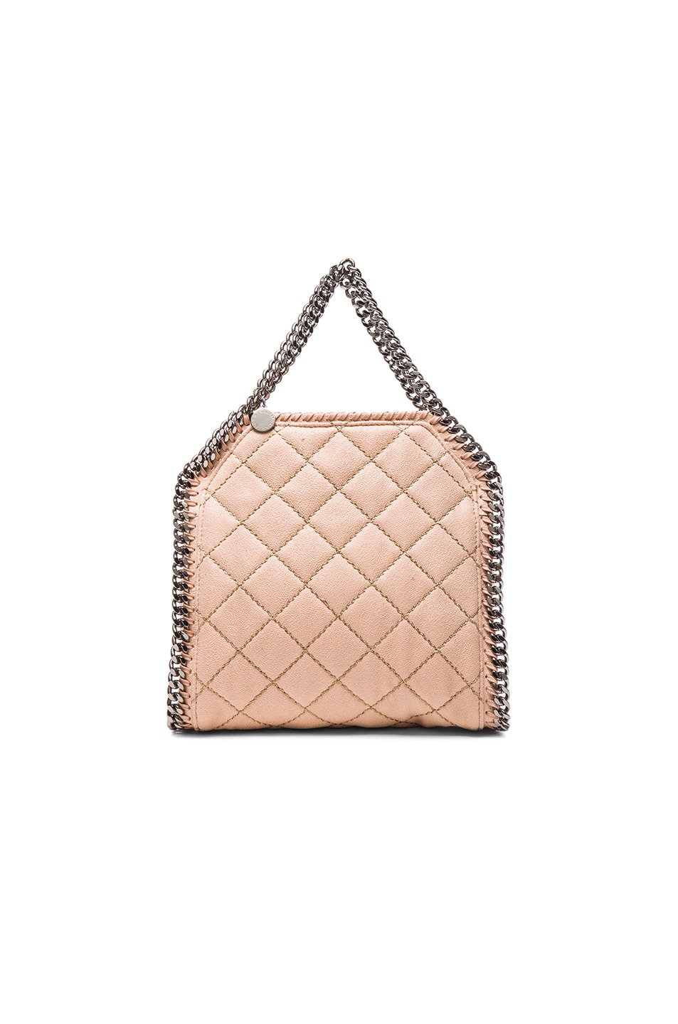Image 1 of Stella McCartney Falabella Quilted Shaggy Deer Tiny Tote in Powder