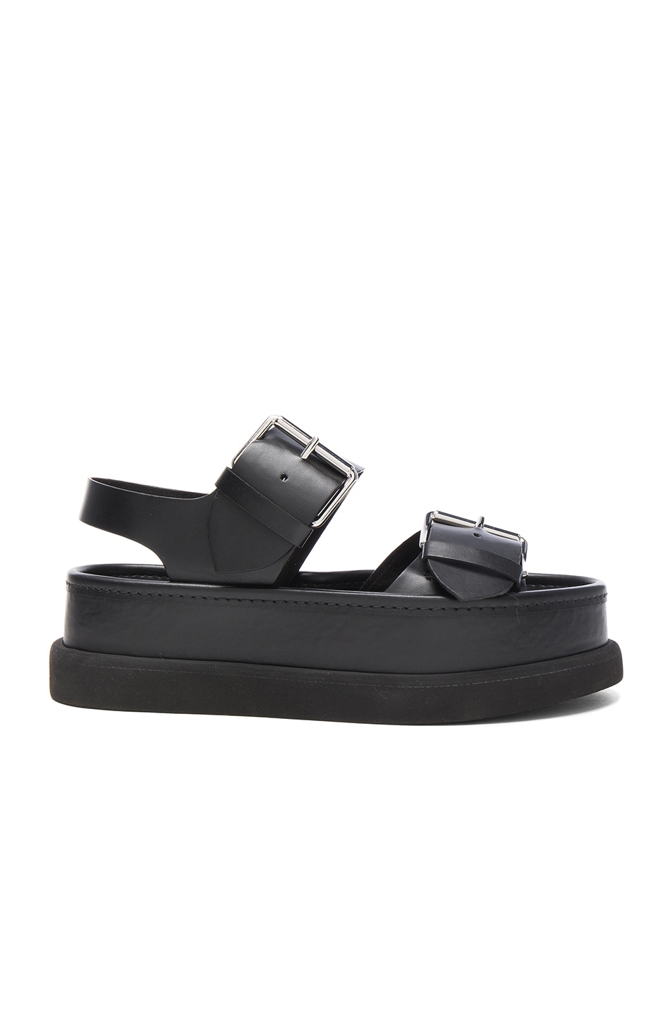 Image 1 of Stella McCartney Leather Buckle Sandals in Black