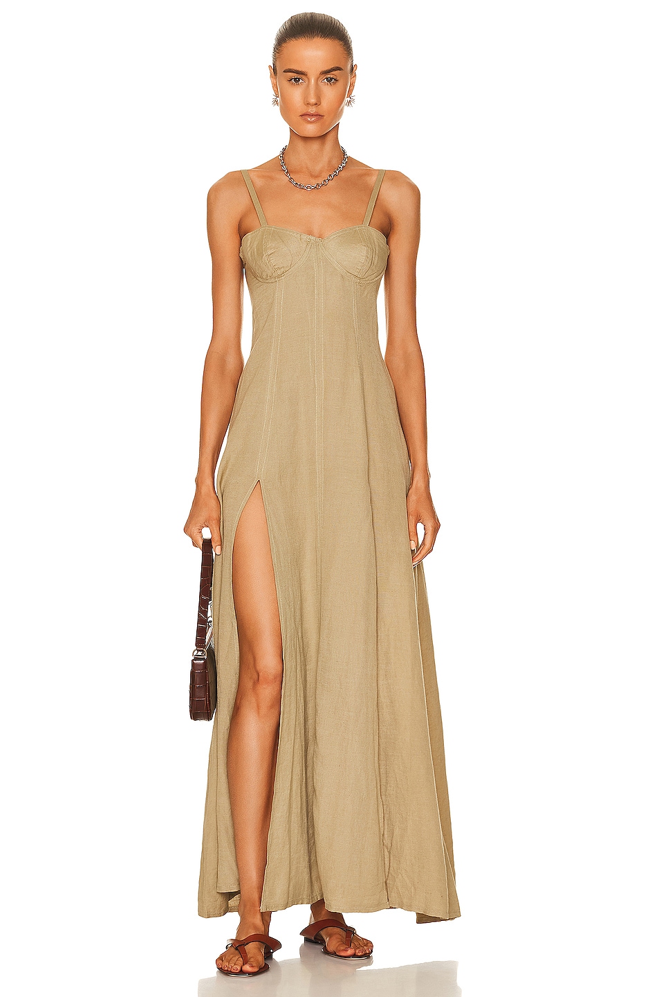 Image 1 of Shani Shemer Josie Wired Maxi Dress in Olive Green