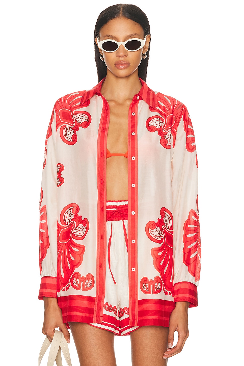Image 1 of Shani Shemer Vanessa Long Shirt in Red Print
