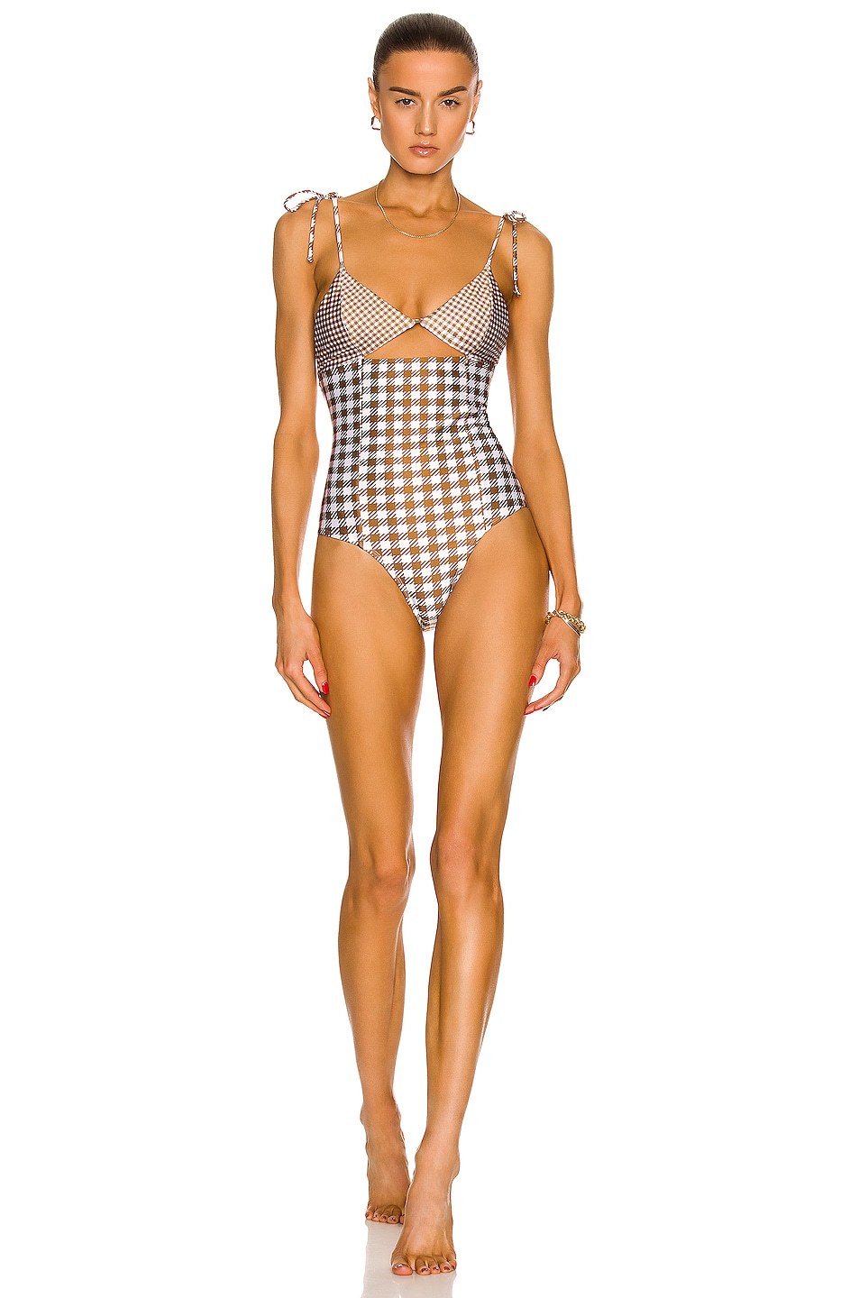 Image 1 of Shani Shemer Melissa Swimsuit in Brown Gingham