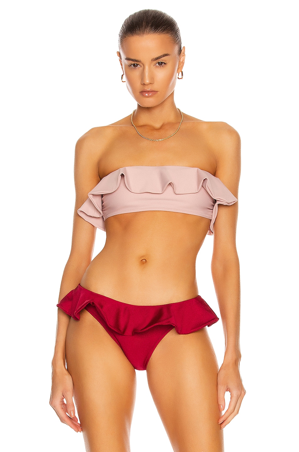 Image 1 of Shani Shemer Cranbery Ruffle Bikini Top in Red