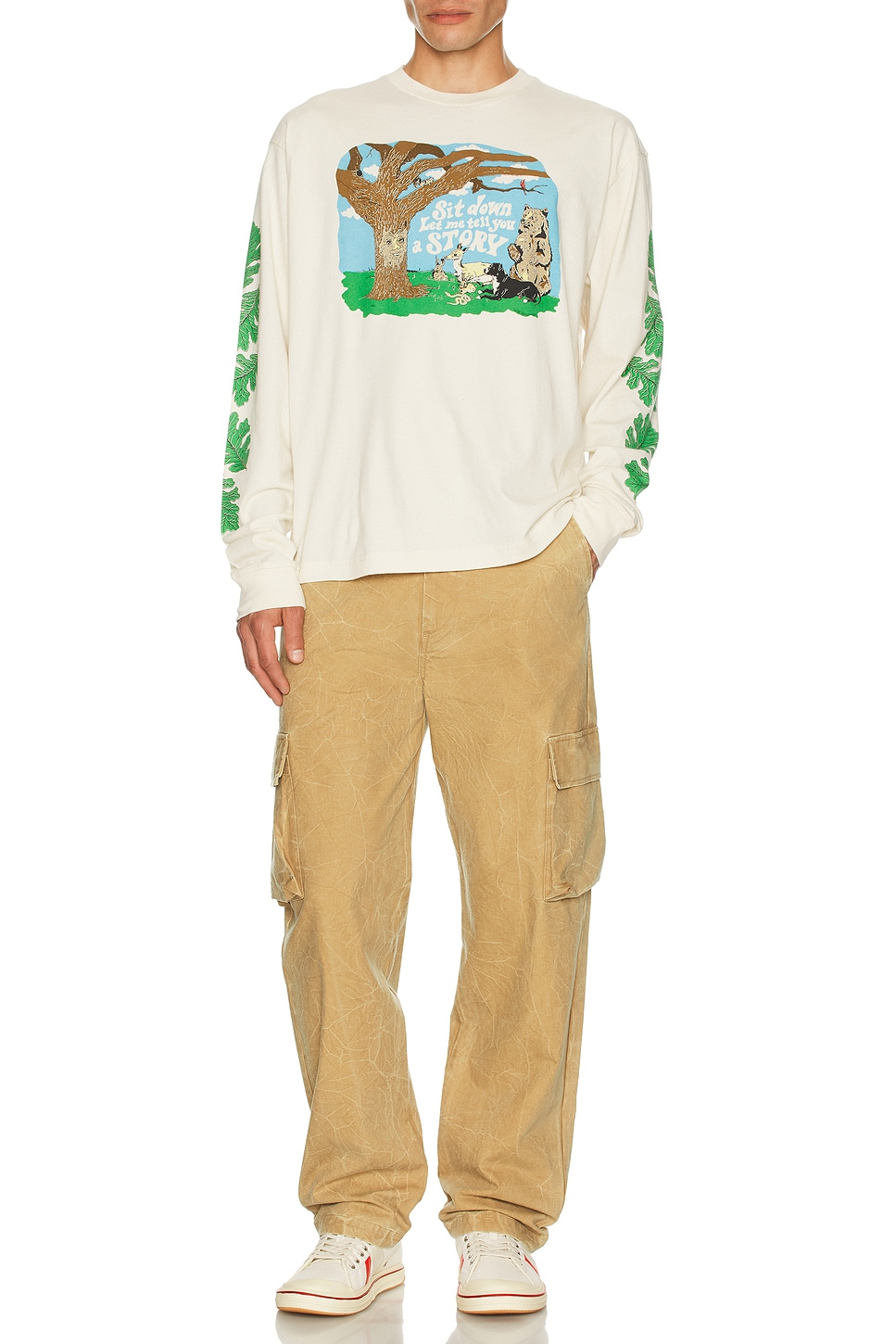 Image 1 of Story mfg. Grateful Long Sleeve Tee in Ecru Tree Tales