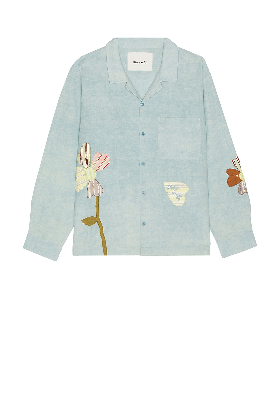 Image 1 of Story mfg. Greetings Long Sleeve Shirt in Blue Pansy