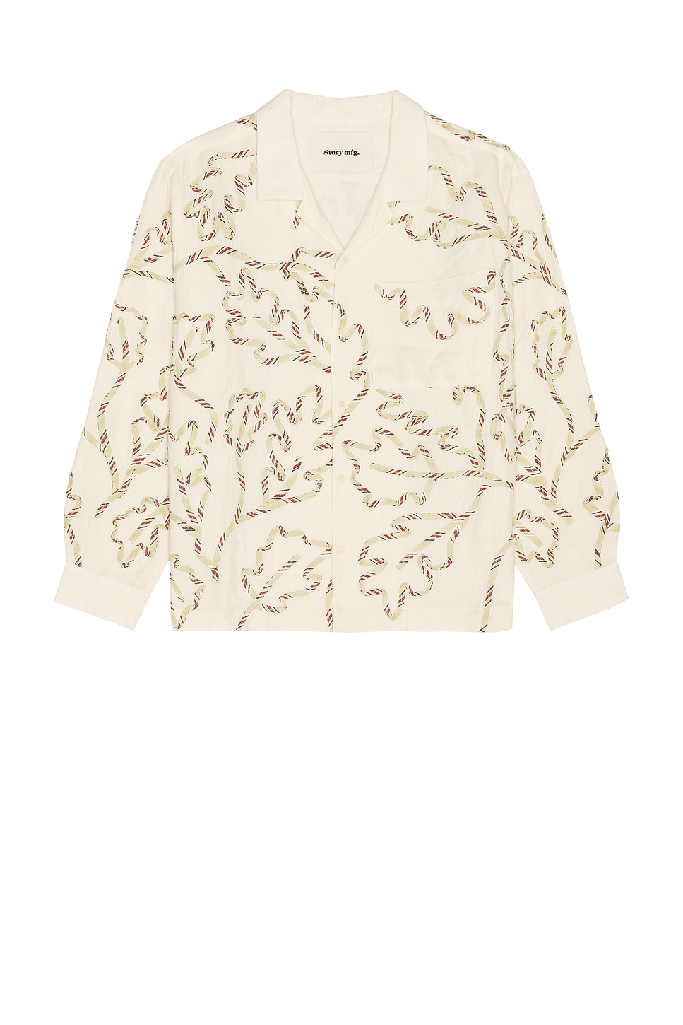Image 1 of Story mfg. Greetings Long Sleeve Shirt in Sage Leaf Ribbon