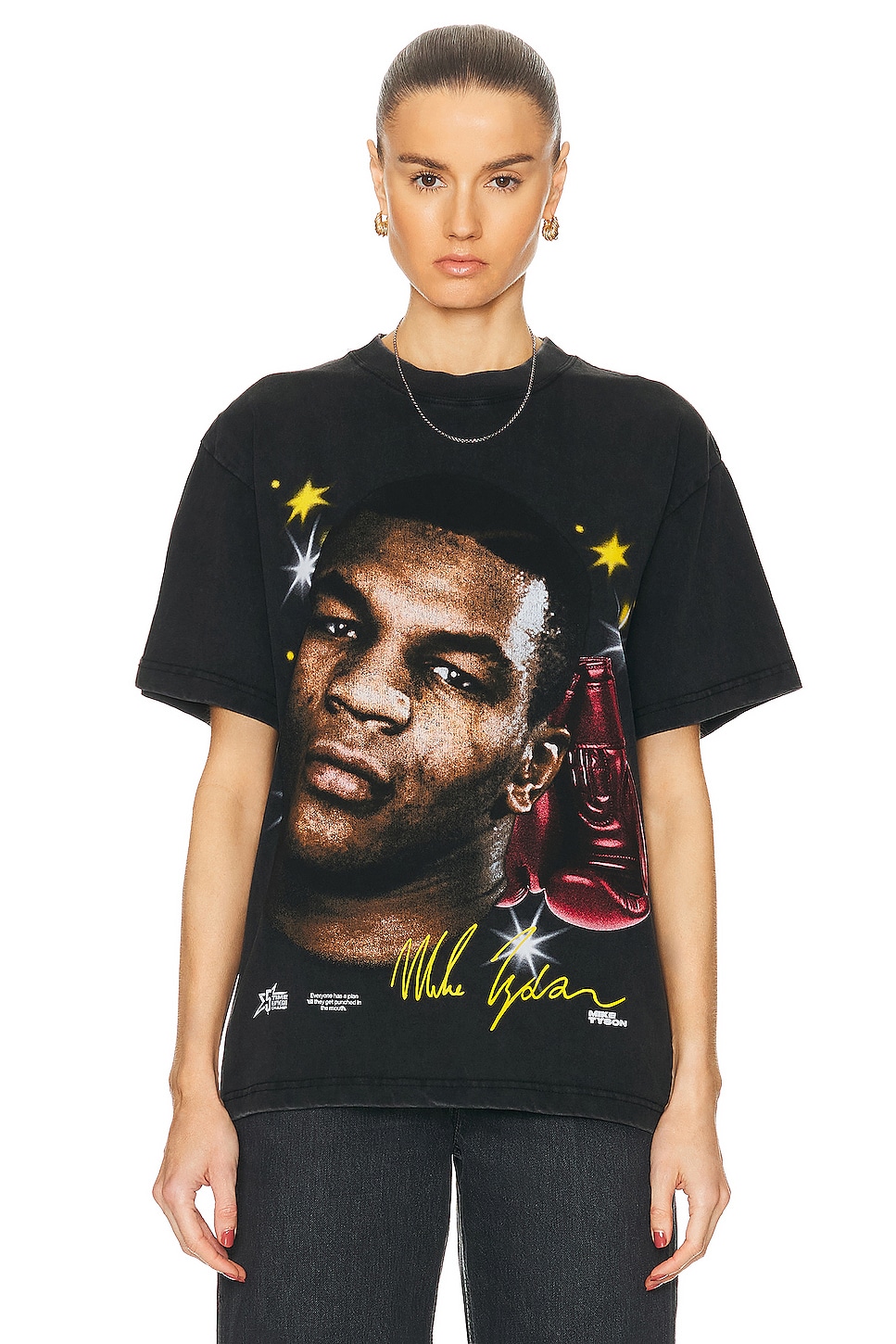 Image 1 of Stadium LA Mike Tyson Airbrush Gloves Tee in Washed Black