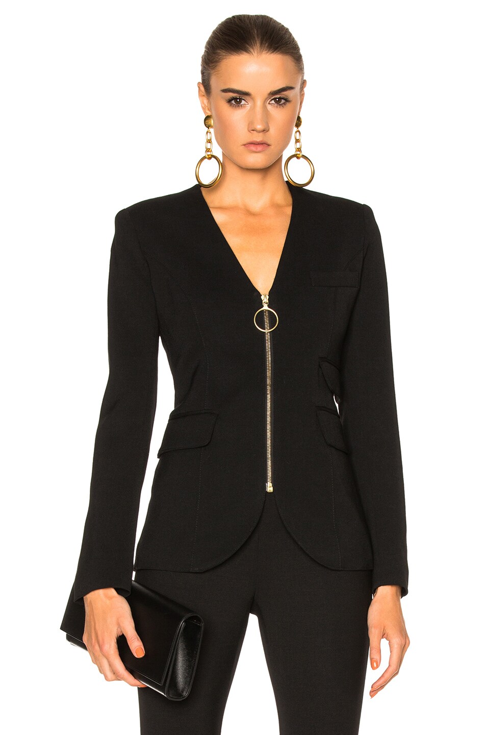 Image 1 of Smythe Collarless Blazer Jacket in Black
