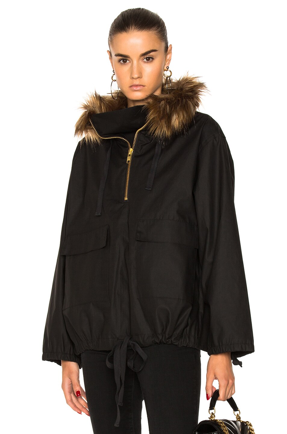 Image 1 of Smythe Anorak With Faux Fur in Black